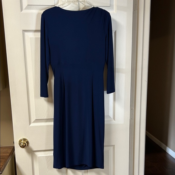 Lauren Ralph Lauren Navy Blue Faux Wrap Women's Dress Size 8 - Picture 3 of 8